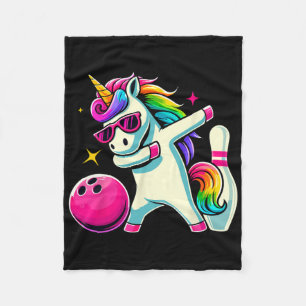 Couverture Polaire Unicorn Dabbing Bowling filles d'anniversaire
