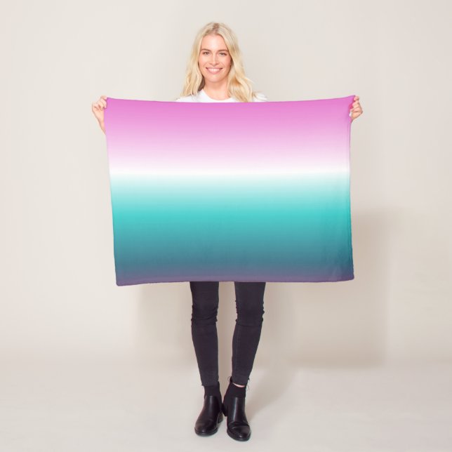 Couverture Polaire unicorn lavender turquoise ombre turquoise mermaid (En situation)
