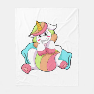 Couverture Polaire Unicorn shy with Pillow