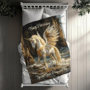 Couverture Polaire Unicorne à ailes blanches Mythique Océan Imaginair