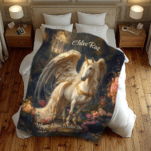 Couverture Polaire Unicorne à ailes classiques Magique Fairytale Hors