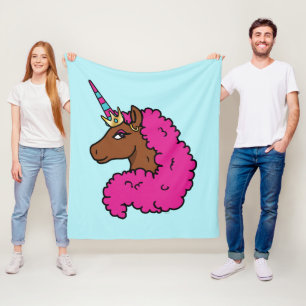 Couverture Polaire Unicorne Afro Rose Chaud