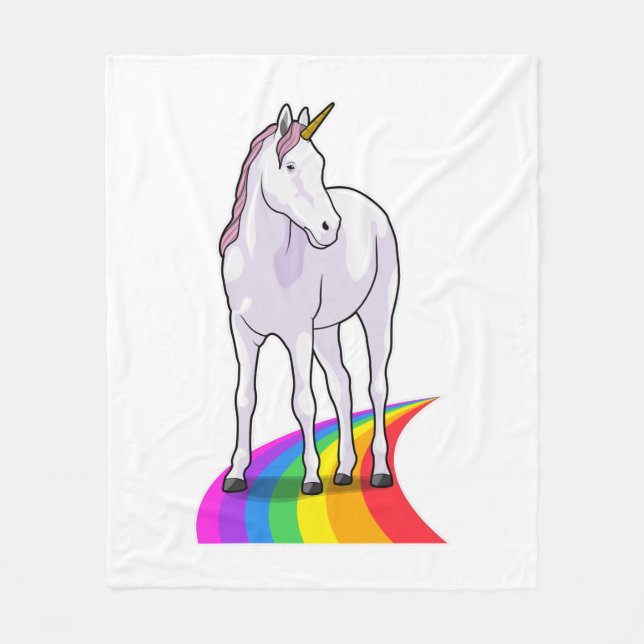 Couverture Polaire Unicorne avec arc-en-ciel (Devant)