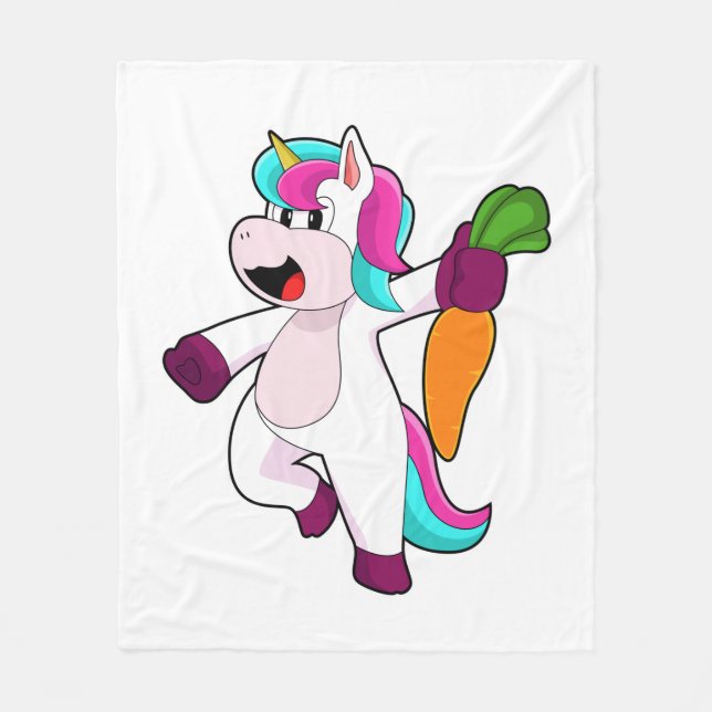 Couverture Polaire Unicorne avec carotte (Devant)