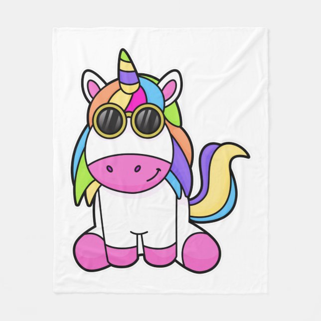 Couverture Polaire Unicorne avec lunettes de soleil (Devant)