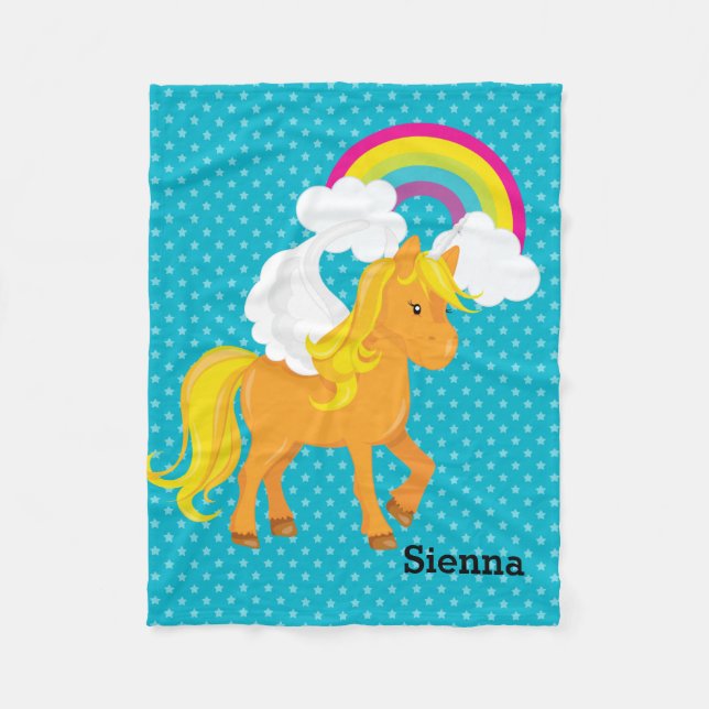 Couverture Polaire Unicorne * Choisissez votre couleur arrière - plan (Devant)
