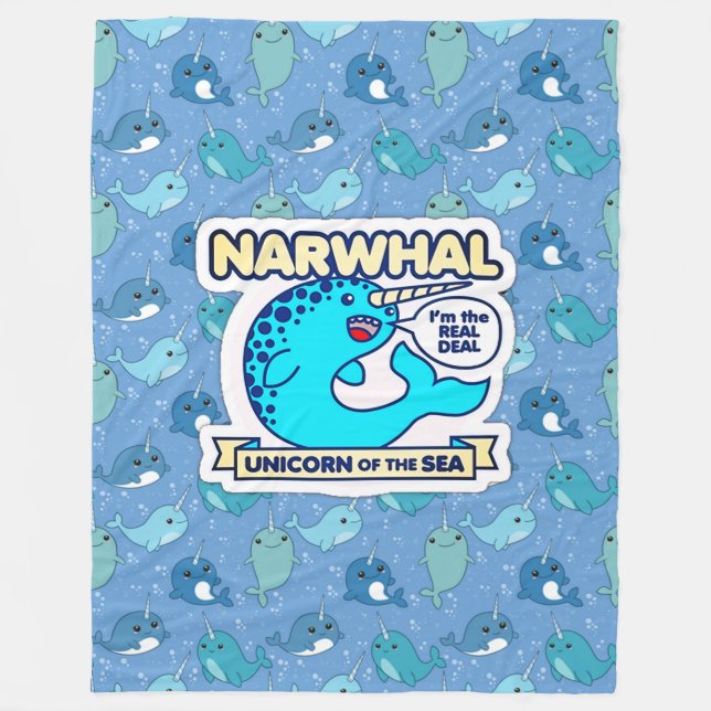 Couverture Polaire Unicorne Narwhal De La Mer (Devant)