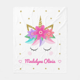 Couverture Polaire Unicorne personnalisée face mignonne