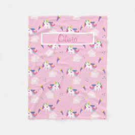 Couverture Polaire Unicorne rose Nom du bébé
