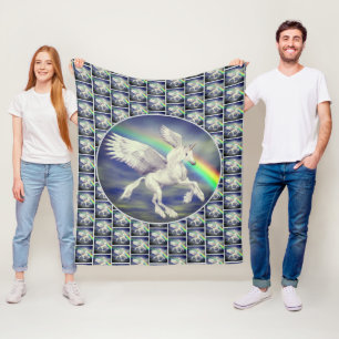 Couverture Polaire Unicorne volant au-dessus de Rainbow Animal Art