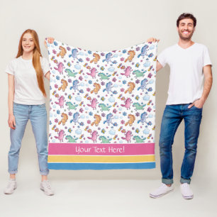 Couverture Polaire Unicornes lunaires et jolies fleurs brillantes