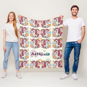 Couverture Polaire Unicorns et Motif Rainbows