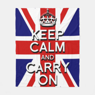 Couverture Polaire Union Jack gardez votre calme et continuez