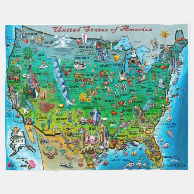 Couverture Polaire USA Fun Map (Devant (Horizontal))