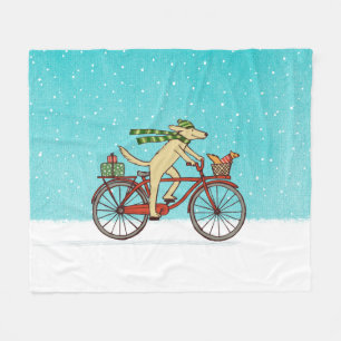 Couverture Polaire Vacances d'hiver Chien et écureuil Vélo Ride dr
