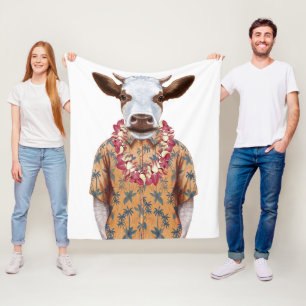Couverture Polaire Vache à chemise hawaïenne
