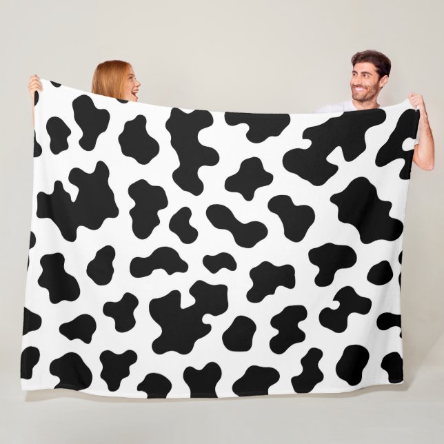 Couverture Polaire Vache blanche et noire Imprimer (En situation)
