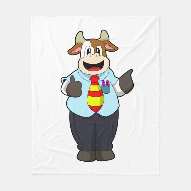 Couverture Polaire Vache comme enseignant avec Cravate (Devant)
