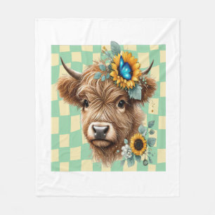 Couverture Polaire Vache de tournesol, Vache de joli Highland