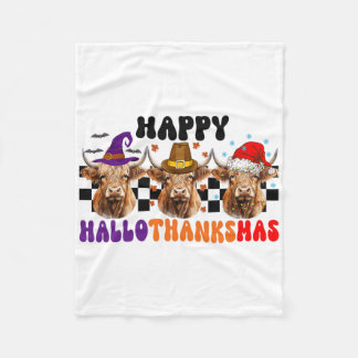 Couverture Polaire Vache Hallothanksmas Halloween Action de grâce Noë