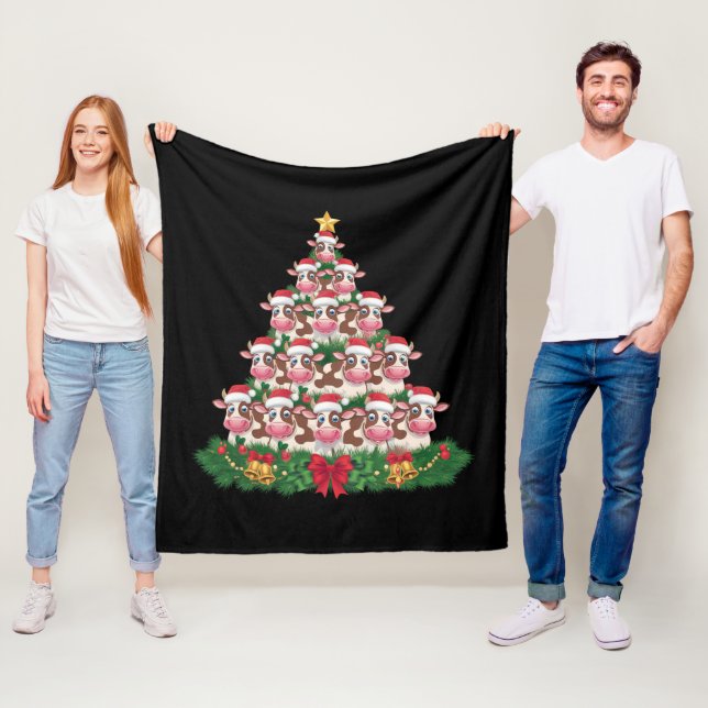 Couverture Polaire Vache Noël Arbre drôle Vache Lover Vache Noël (En situation)
