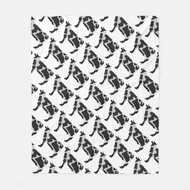 Couverture Polaire Vache Noir et Blanc Silhouette (Devant)