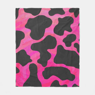 Couverture Polaire Vache rose chaud et noir
