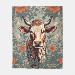 Couverture Polaire Vache vintage William Morris Inspirée Florale