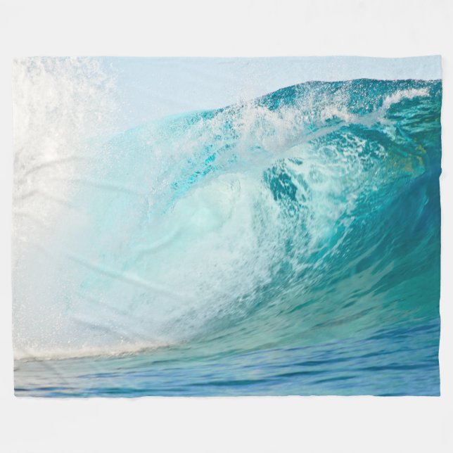 Couverture Polaire Vague bleue de l'océan pacifique cassant la (Devant (Horizontal))