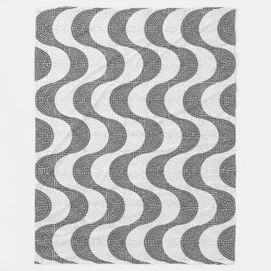 Couverture Polaire vagues noires et blanches en pavé portugais