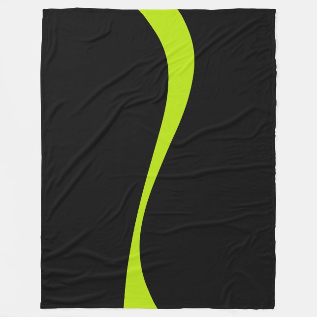 Couverture Polaire Vagues simples 2 en vert citron et noir (Devant)