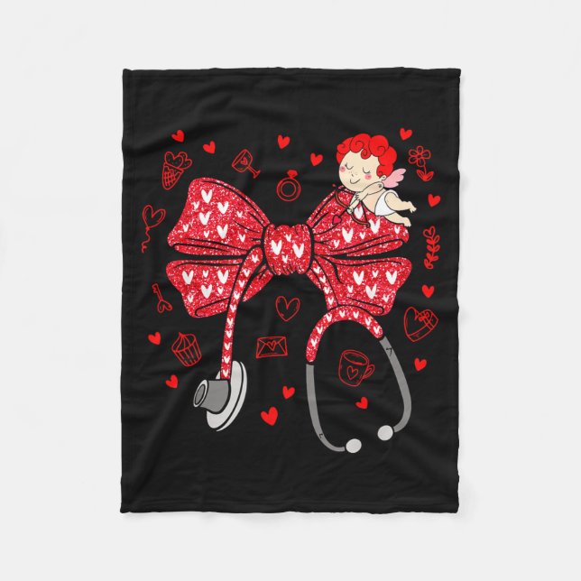 Couverture Polaire Valentine Coquette Bow Nurse Stethoscope Nursing D (Devant)