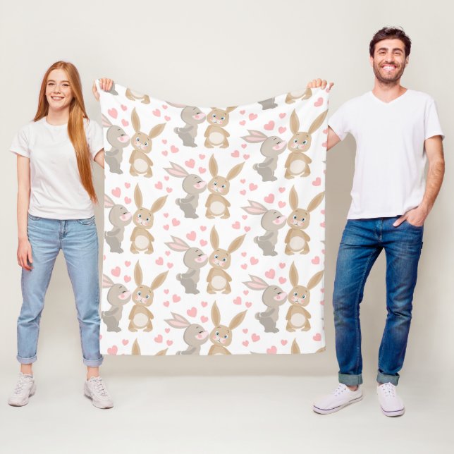 Couverture Polaire Valentines Bunnies (En situation)