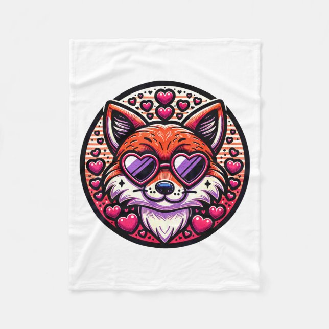 Couverture Polaire Valentines Day Fox And Matching Couples Foxes  (Devant)