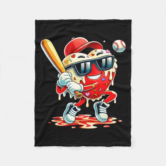 Couverture Polaire Valentines Day Heart Baseball Drip Ice Cream Boys  (Devant)