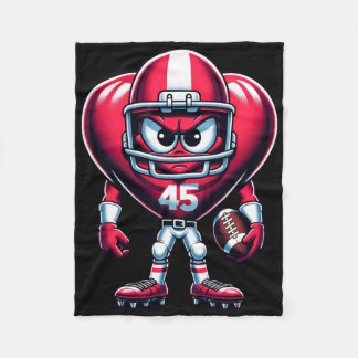 Couverture Polaire Valentine's Day Heart Football Team Player Sports 