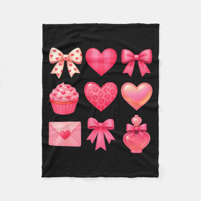 Couverture Polaire Valentines Day Hearts Leopard Coquette Bow Party W (Devant)