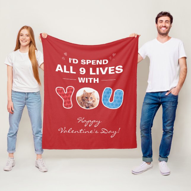 Couverture Polaire Valentines Day Pet Photo personnalisée (En situation)