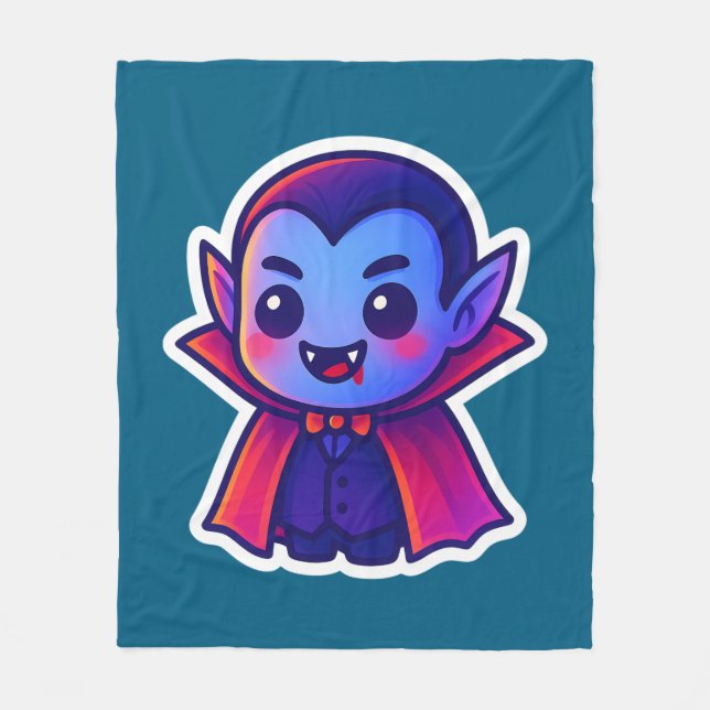 Couverture Polaire Vampire caricature mignonne avec Cap rouge et peau (Devant)