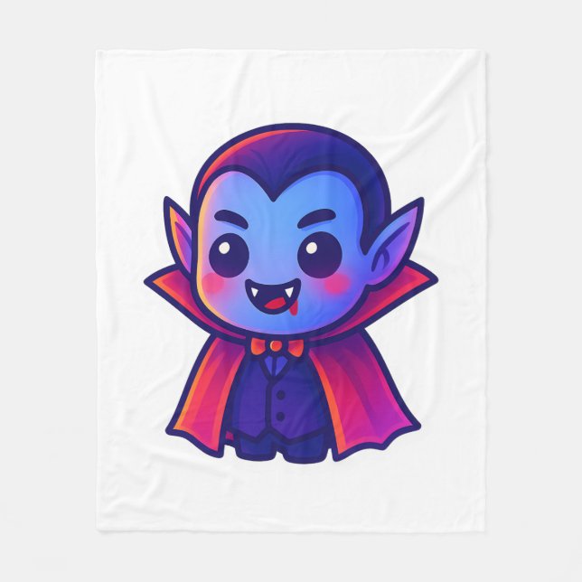 Couverture Polaire Vampire caricature mignonne avec Cap rouge et peau (Devant)