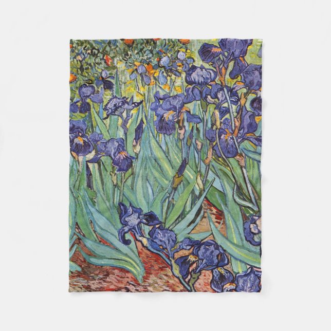 Couverture Polaire Van Gogh Irises Peinture impressionniste (Devant)