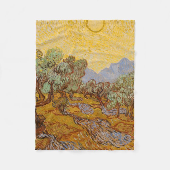 Couverture Polaire Van Gogh Olive Trees Soleil Jaune Ciel (Devant)