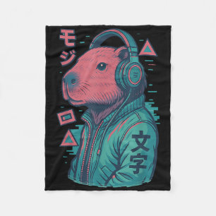 Couverture Polaire Vaporwave Capybara Anime d'art japonais Manga Ukiy