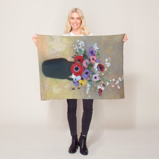 Couverture Polaire Vase aux fleurs mixtes, Redon (En situation)