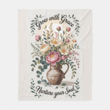 Vase avec florale grandit avec citation de grâce