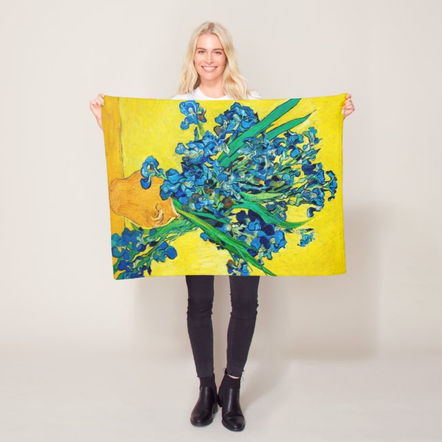 Couverture Polaire Vase avec Irises, Van Gogh (En situation)