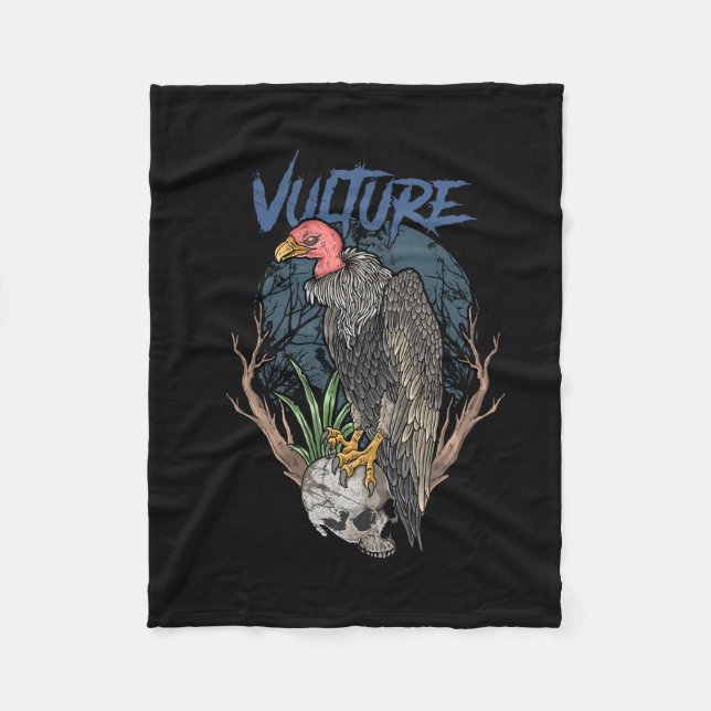 Couverture Polaire vautour et crâne halloween foncé (Devant)