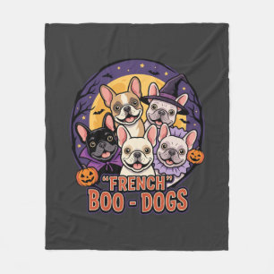 Couverture Polaire Vecteur de chiens Boo d'Halloween Bouledogue Franç