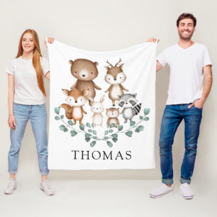 Couverture Polaire Végétation Bois Eucalyptus Bébé Animaux Pépinière