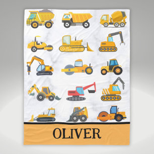 Couverture Polaire Véhicules de construction jaunes mignons 